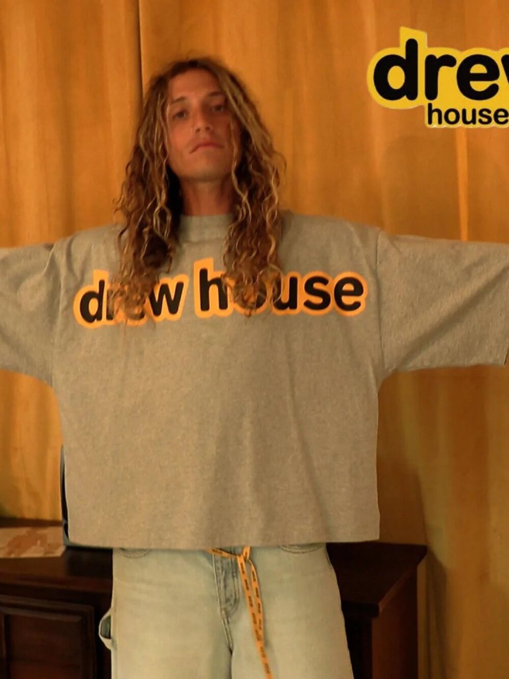 Drew House Boxy Logo T-Shirt M/L Heather Gray Oversized Cotton NWT